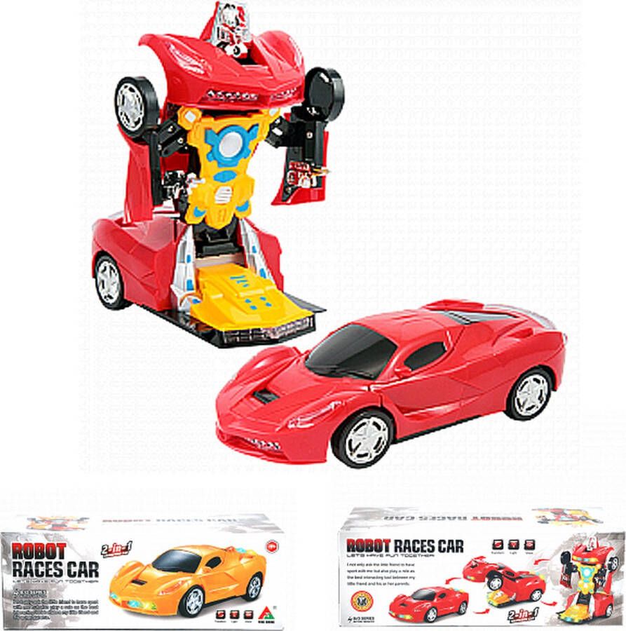 Merkloos Sans marque Speelgoed robot auto transformeert geluidseffecten en lichtjes kan rijden Bump&GO 20cm (incl. batterijen)