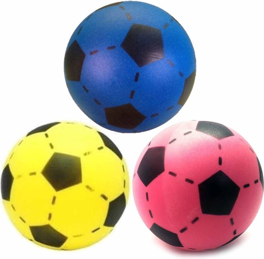 Merkloos Sans marque Speelgoed set van 3x stuks foam soft voetballen in 3x verschillende kleuren met diameter van 20 cm