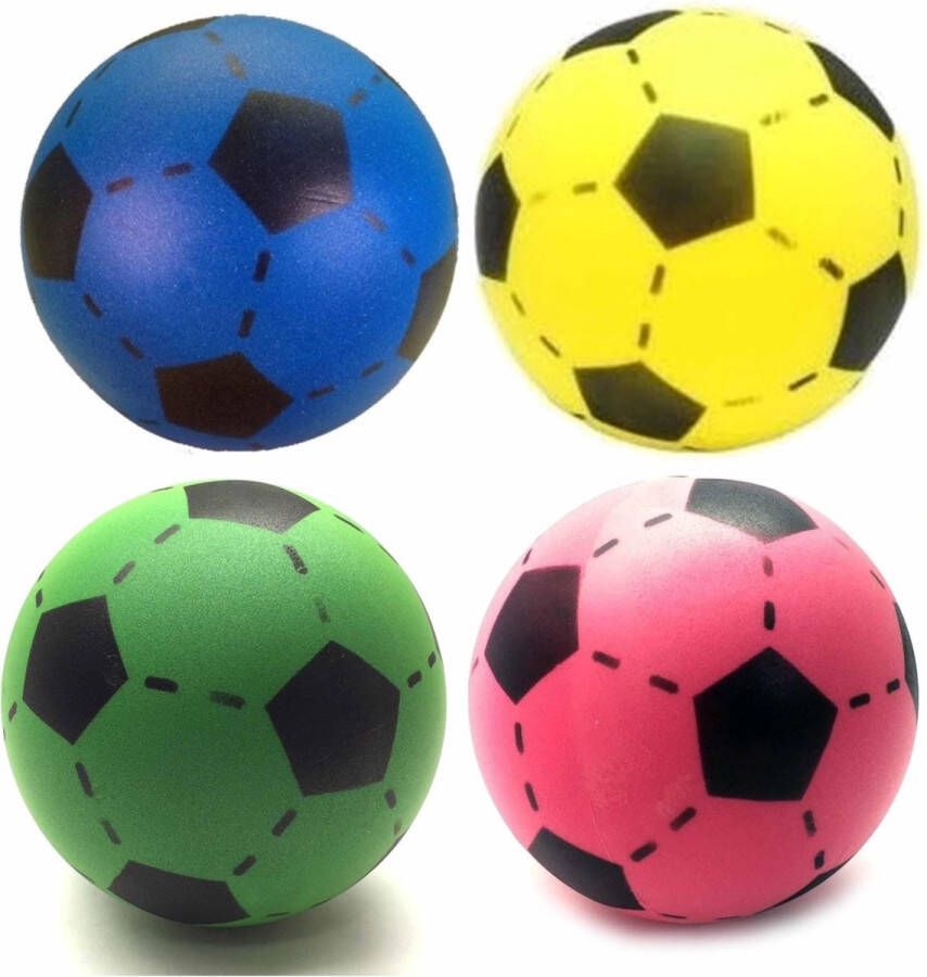 Merkloos Sans marque Speelgoed set van 4x stuks foam soft voetballen in 4x verschillende kleuren met diameter van 20 cm