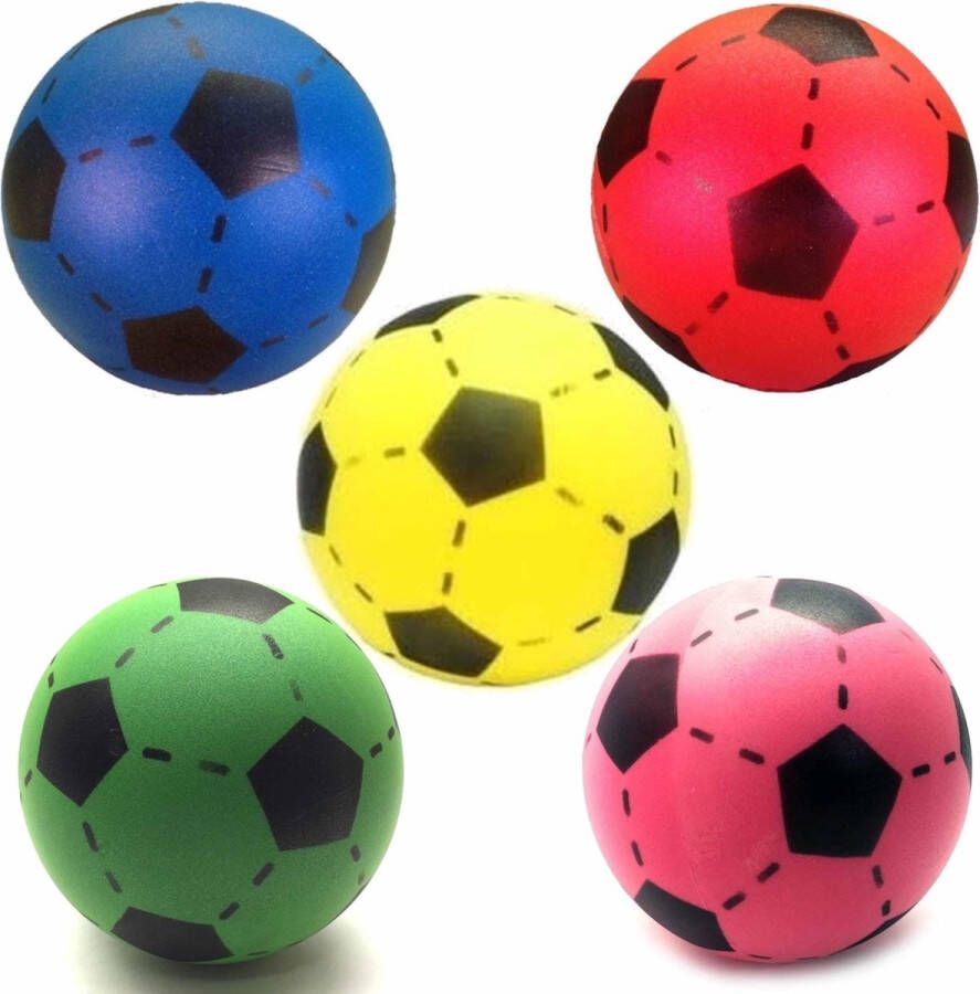 Merkloos Sans marque Speelgoed set van 5x stuks foam soft voetballen in 5x verschillende kleuren met diameter van 20 cm