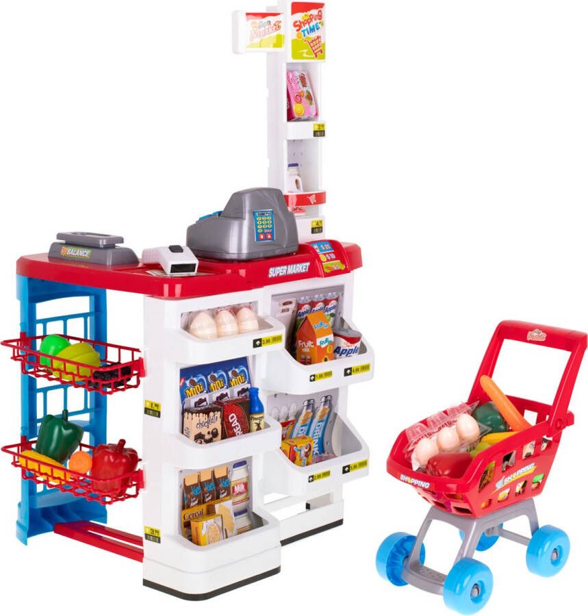 Merkloos Sans marque Speelgoedwinkeltje Supermarkt winkel speelgoed Kassa Trolley Model 2 Accessoires