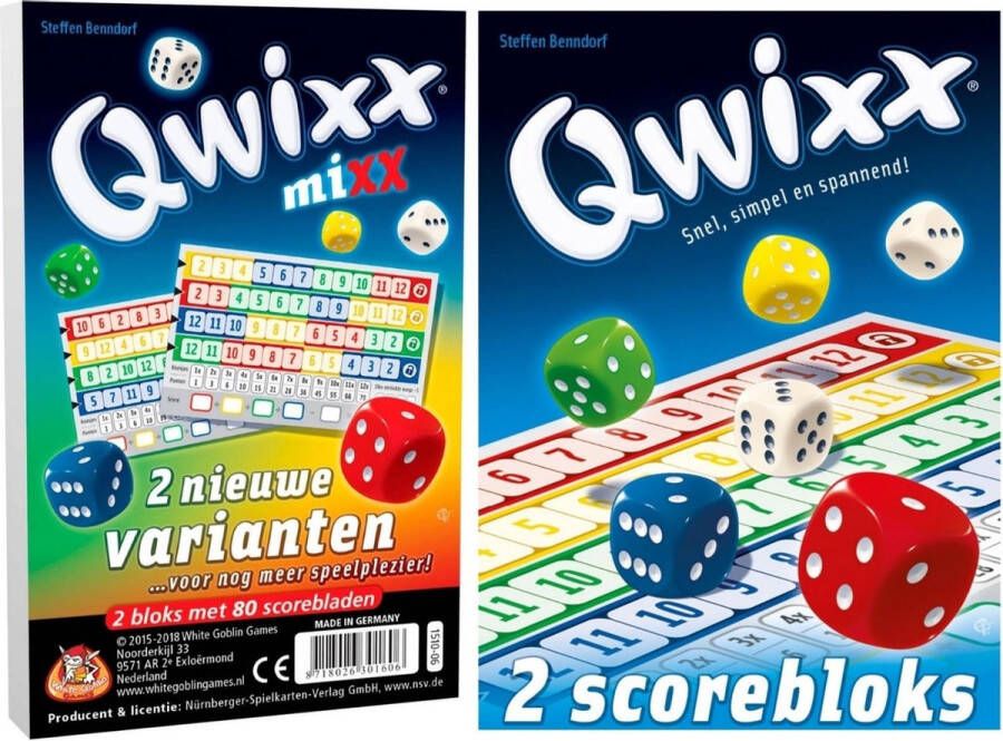 Merkloos Sans marque Spellenbundel 2 stuks Dobbelspel Qwixx Mixx & 2 extra scoreblocks