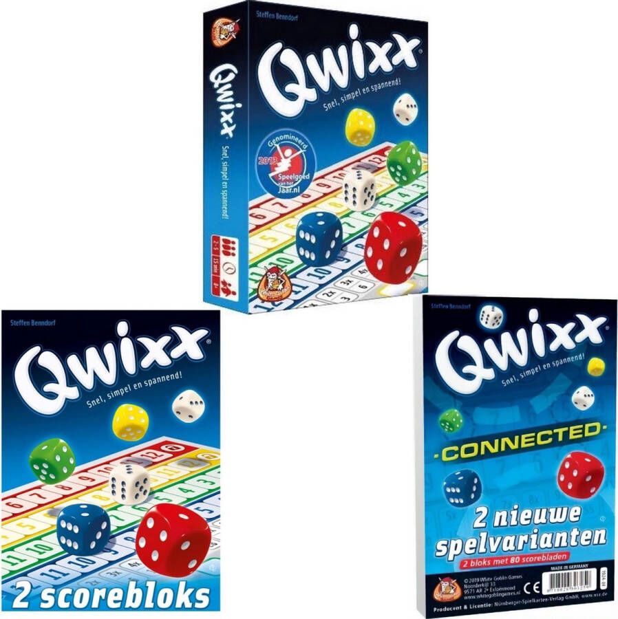 Merkloos Sans marque Spellenbundel 3 stuks Dobbelspel Qwixx & 2 extra scoreblocks & Qwixx Mixx