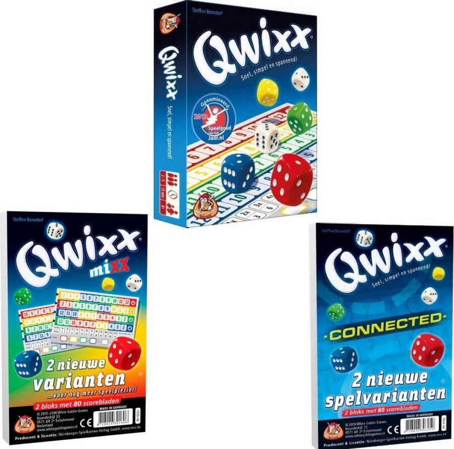 Merkloos Sans marque Spellenbundel 3 stuks Dobbelspel Qwixx & Qwixx Mixx & Qwixx Connected
