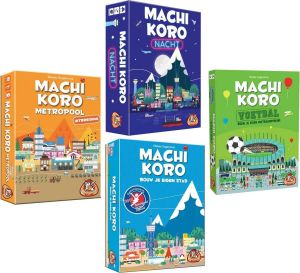 Merkloos Sans marque Spellenbundel 4 stuks Machi Koro Basisspel & Metropool Uitbreiding & Nacht editie & Voetbal editie
