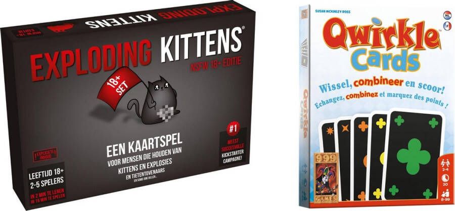 Merkloos Sans marque Spellenbundel Kaartspel 2 stuks Exploding Kittens NSFW (18+) & Qwirkle