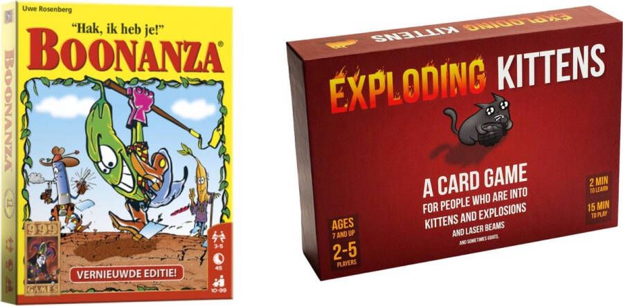 Merkloos Sans marque Spellenbundel Kaartspellen 2 Stuks Boonanza & Exploding Kittens