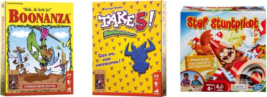 Merkloos Sans marque Spellenbundel Kaartspellen 3 Stuks Boonanza & Take 5! & Stef Stuntpiloot