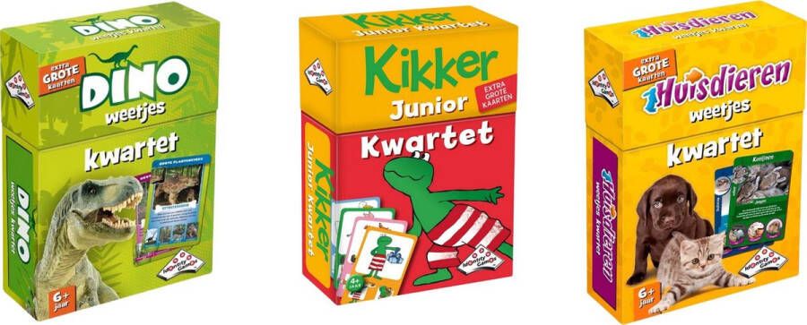 Merkloos Sans marque Spellenbundel Kwartet 3 stuks Dino Kwartet & Kikker Junior Kwartet & Sport Weetjes Kwartet
