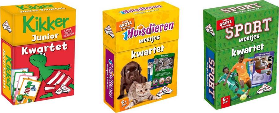 Merkloos Sans marque Spellenbundel Kwartet 3 stuks Kikker Junior Kwartet & Huisdieren Kwartet & Sport Weetjes Kwartet