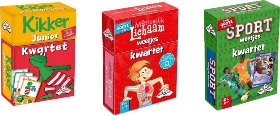 Merkloos Sans marque Spellenbundel Kwartet 3 stuks Kikker Junior Kwartet & Menselijk Lichaam Kwartet & Sport Weetjes Kwartet