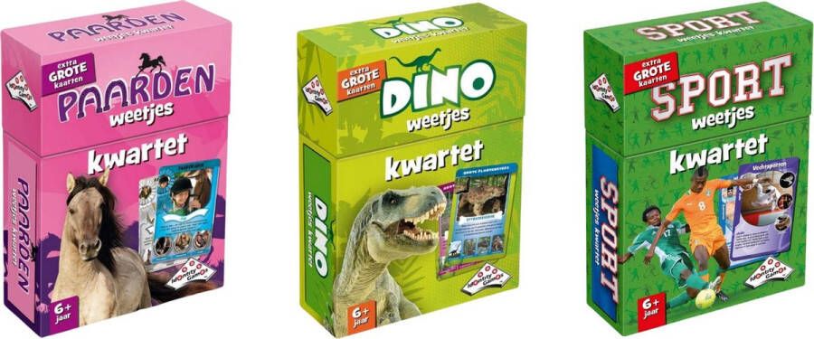 Merkloos Sans marque Spellenbundel Kwartet 3 stuks Paarden Kwartet & Dino Kwartet & Sport Weetjes Kwartet