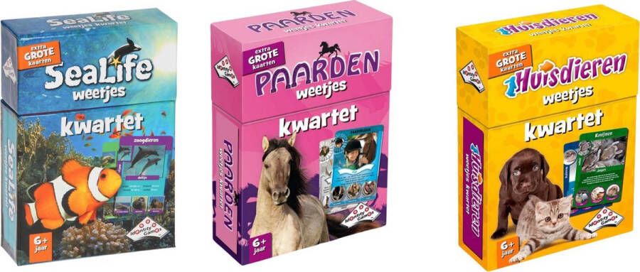 Merkloos Sans marque Spellenbundel Kwartet 3 stuks Sealife Kwartet & Paarden Kwartet & Huisdieren kwartet