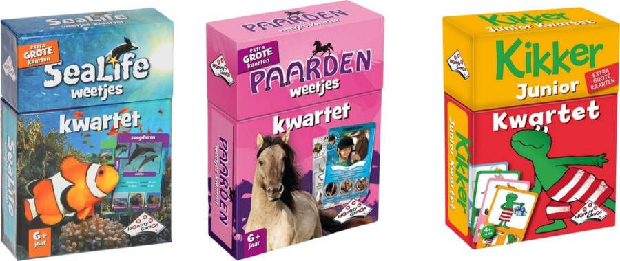 Merkloos Sans marque Spellenbundel Kwartet 3 stuks Sealife Kwartet & Paarden Kwartet & Kikker Junior Kwartet