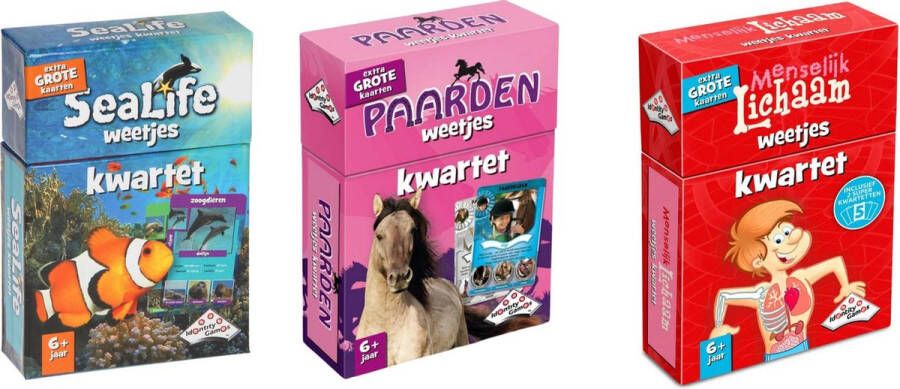 Merkloos Sans marque Spellenbundel Kwartet 3 stuks Sealife Kwartet & Paarden Kwartet & Menselijk Lichaam Kwartet