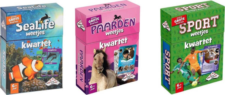 Merkloos Sans marque Spellenbundel Kwartet 3 stuks Sealife Kwartet & Paarden Kwartet & Sport Weetjes Kwartet