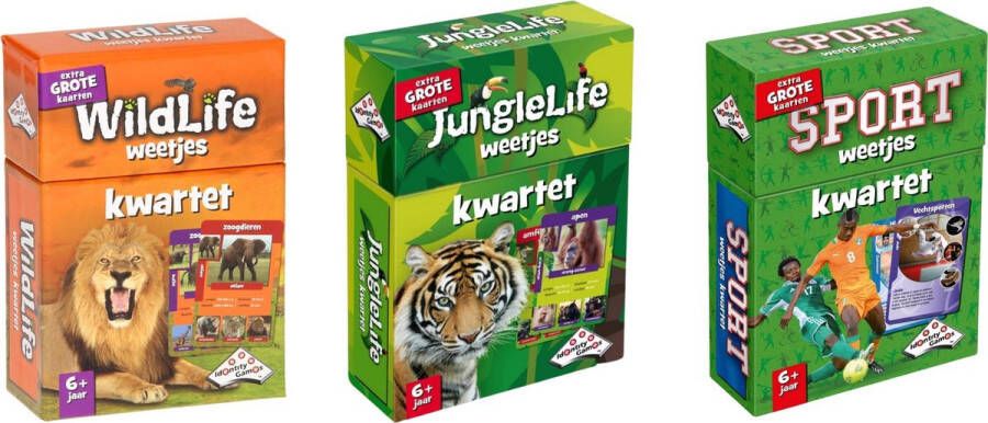 Merkloos Sans marque Spellenbundel Kwartet 3 stuks Wildlife Kwartet & Junglelife Kwartet & Dino Kwartet
