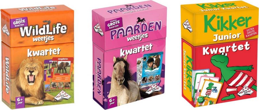 Merkloos Sans marque Spellenbundel Kwartet 3 stuks Wildlife Kwartet & Paarden Kwartet & Kikker Jr. Kwartet