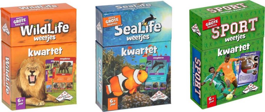 Merkloos Sans marque Spellenbundel Kwartet 3 stuks Wildlife Kwartet & Sealife Kwartet & Sport Weetjes Kwartet