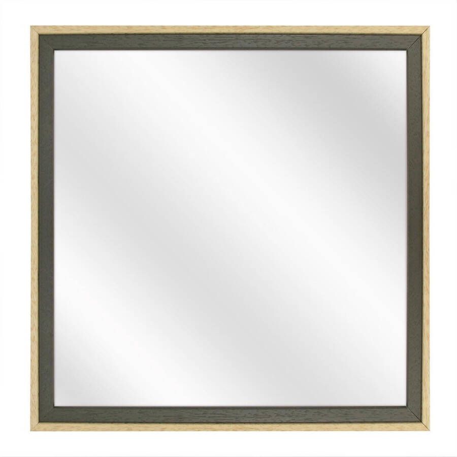 Merkloos Sans marque Spiegel met Tweekleurige Houten Lijst Groen Blank 40x40 cm