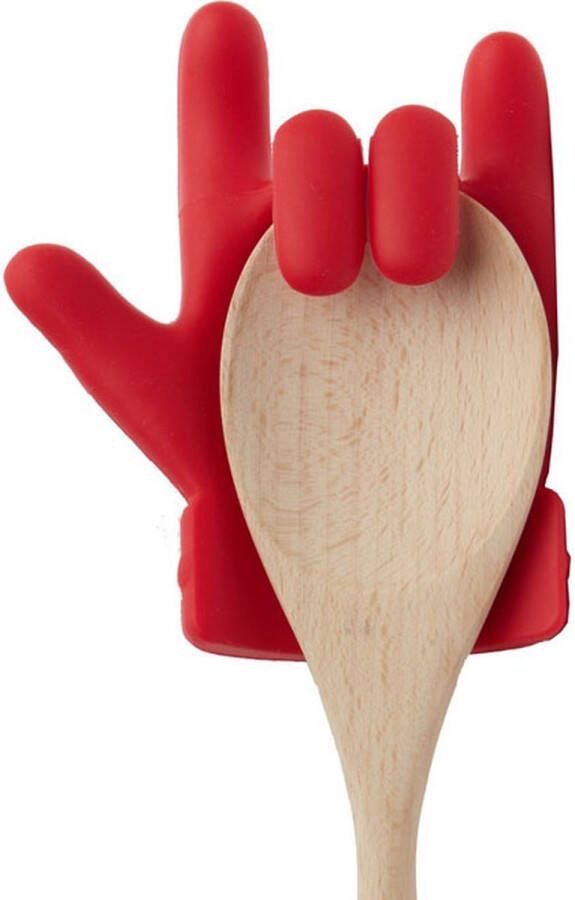 Merkloos Sans marque Spoon rest Hand Spoon holder Steam releaser Red Hand | Lepel houder Pan deksel hoog houder | Rood | siliconen hand om deksel van de pan net genoeg hoog te houden of om je lepel op te leggen..