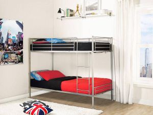 Merkloos Sans marque Stapelbed DUOTIS II 2 x 90 x 190 cm Zilver L 197.5 cm x H 160 cm x D 96 cm