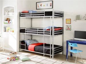 Merkloos Sans marque Stapelbed ELOUAN 3 x 90 x 190 cm Grijs L 200 cm x H 205 cm x D 103 cm