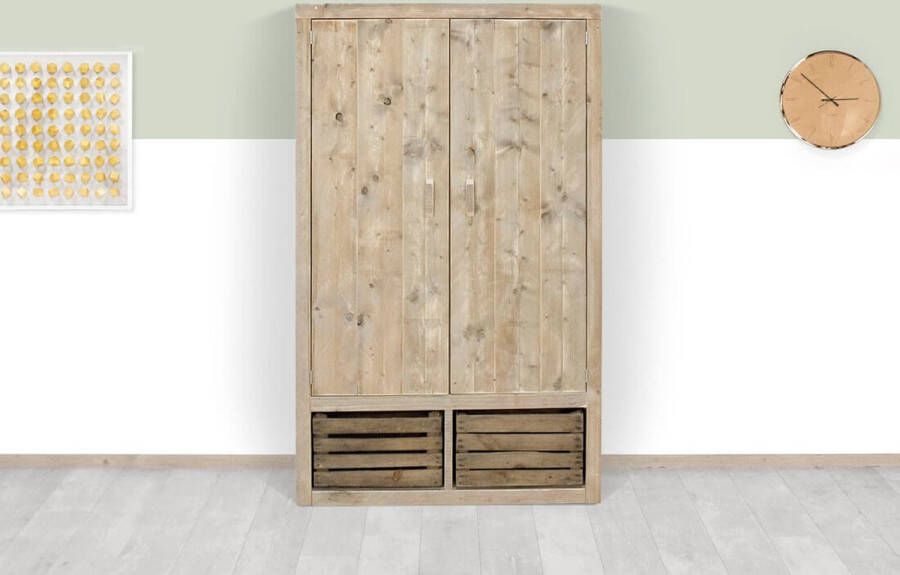 Merkloos Sans marque Steigerhout kast schuifdeur oud steigerhout 140x40dx160h geen bouwpakket