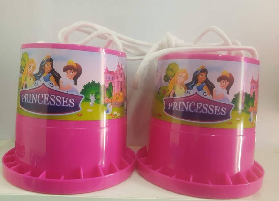 Merkloos Sans marque strand emmertje 2 stuks roze princesses 15 cm met touw