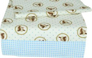 Merkloos Sans marque Tafelloper Happy Cow roodbonte koeien 100% Katoen 155 x 45 cm