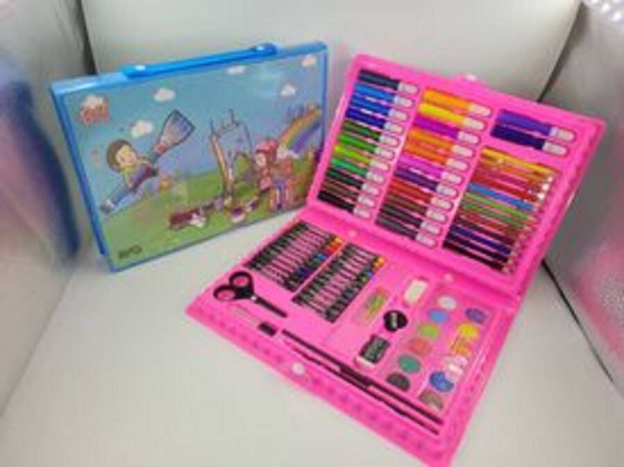 Merkloos Sans marque Tekendoos 86 Delige Art Set voor kinderen potloden verf wasco ... blauw