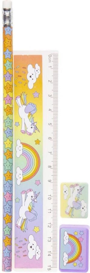 Tekenset tekenset eenhoorn 4-delig voor kids Tekenpotloden set unicorn voor kinderen