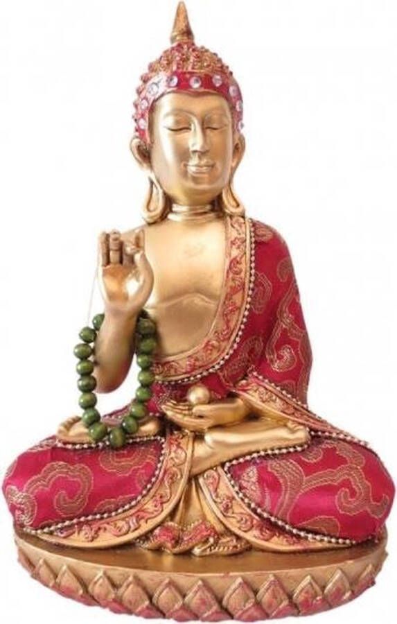 Merkloos Sans marque Thaise Boeddha beeldje rood met ketting 22 cm