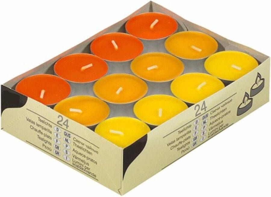 Merkloos Sans marque Theelichten Waxinelichtjes in 3 kleuren geel oranje inhoud 48 stuks