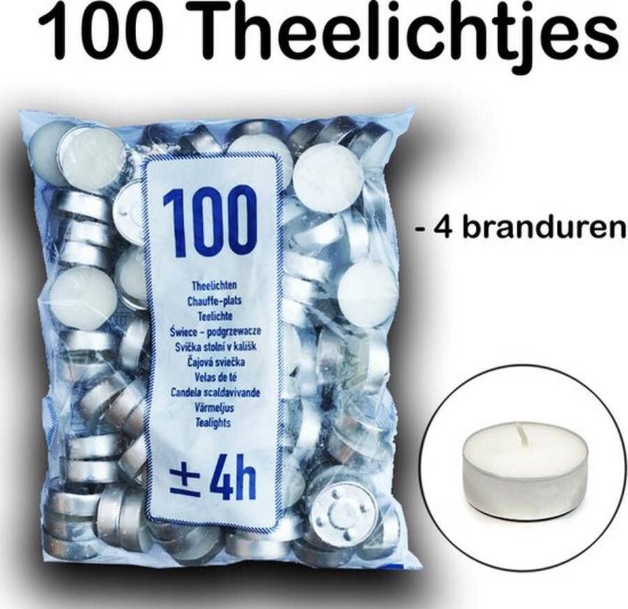 Theelichtjes Waxinelichtjes 100 stuks 4 branduren