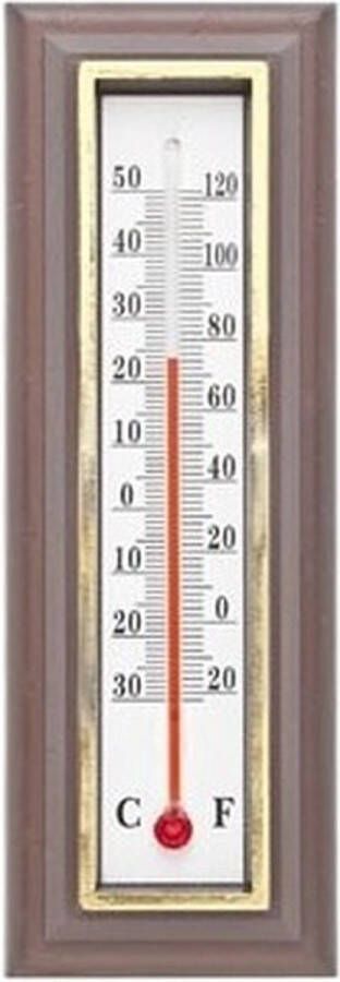 Thermometer binnen en buiten donkerbruin 5 x 16 cm