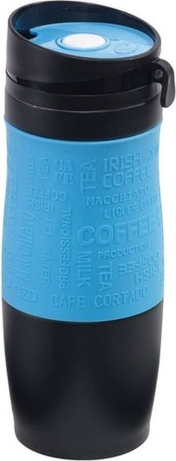 Merkloos Sans marque Thermosbeker warmhoudbeker blauw zwart 380 ml Thermo koffie thee isoleerbekers dubbelwandig met schroefdop