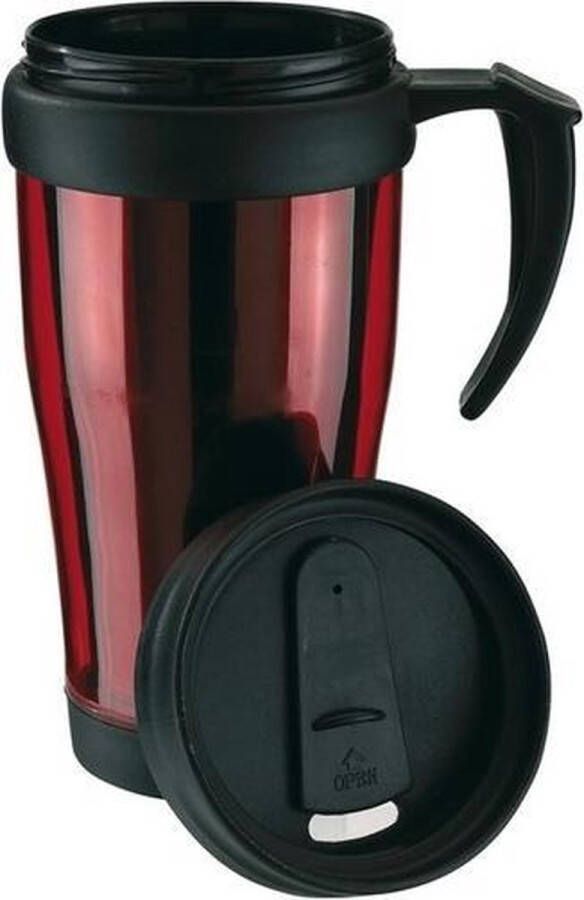 Merkloos Sans marque Thermosbeker warmhoudbeker rood zwart 400 ml Thermo koffie thee bekers dubbelwandig met schroefdop