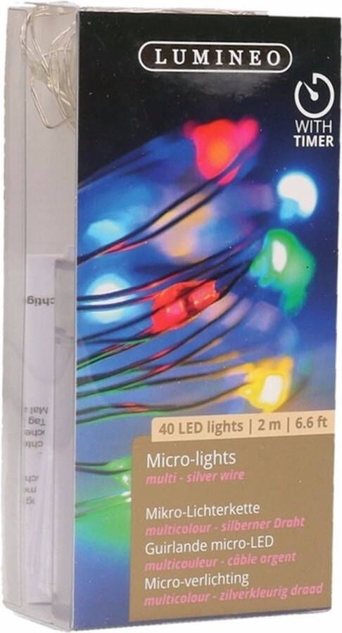 Merkloos Sans marque Timer draadverlichting zilverdraad 40 gekleurde lampjes 195 cm