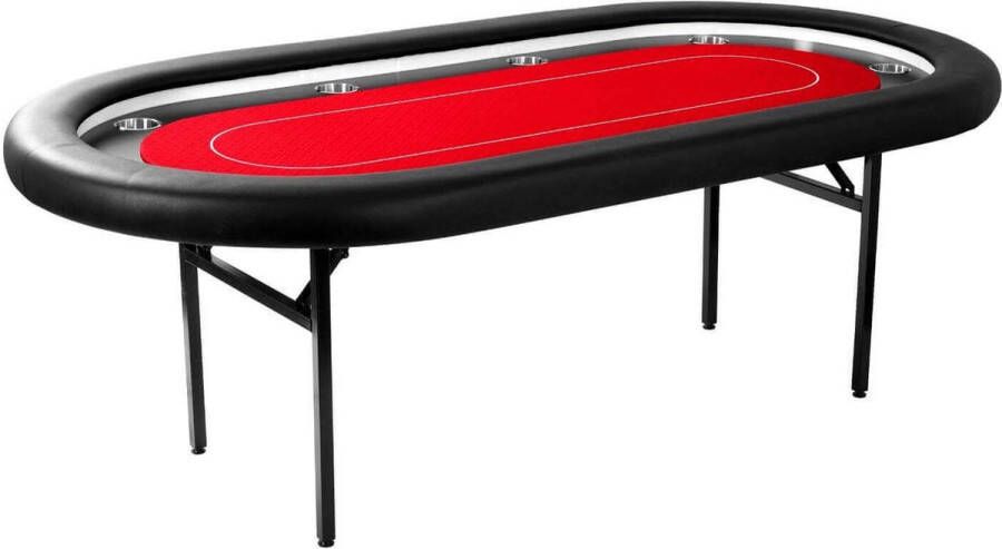 Mec Tournament Deluxe Pokertafel met LED rood 243 cm x 105 cm x 76 cm 2 tot 10 spelers speedcloth Black Friday