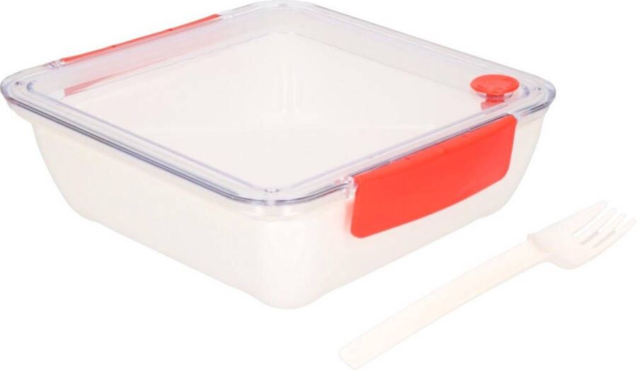 Merkloos Sans marque Transparant met rode lunchbox met vorkje 1000 ml Voedselbewaar trommel broodtrommel