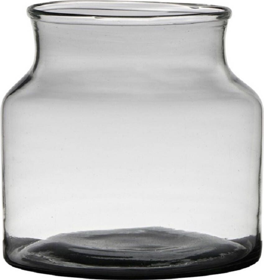 Merkloos Sans marque Transparante grijze stijlvolle vaas vazen van gerecycled glas 22 x 18 cm Bloemen boeketten vaas voor binnen gebruik