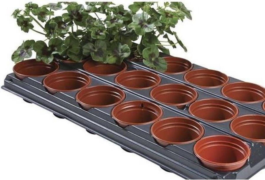 Tray met 18 ronde kweekpotten 9 cm