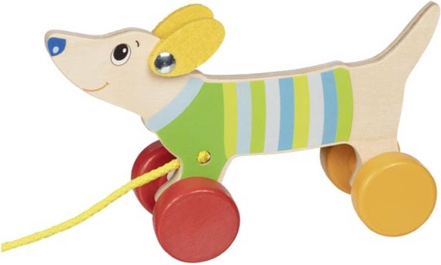 Merkloos Sans marque trekfiguur hondje trekdier houten speelgoed houten speelgoedbeest