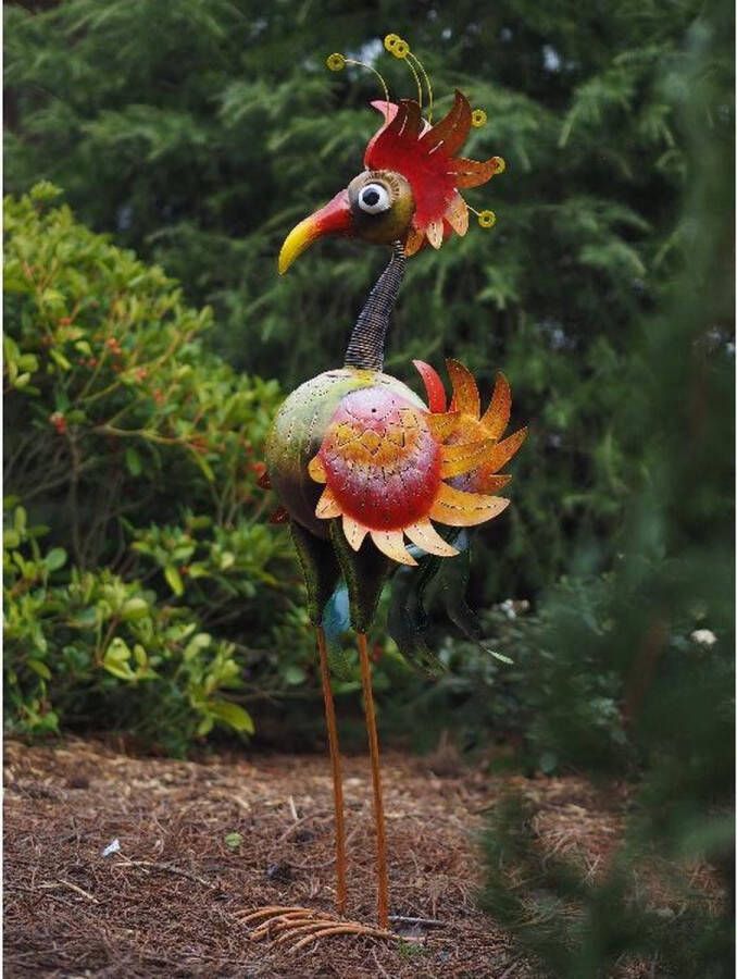 Merkloos Sans marque Tuinbeeld Grote kleurrijke vogel 120 cm hoog