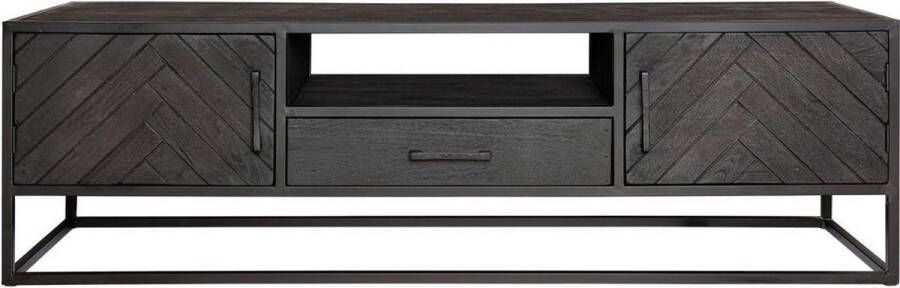Tv meubel Mangohout Tv meubel Daan Tv kast zwart 165 cm