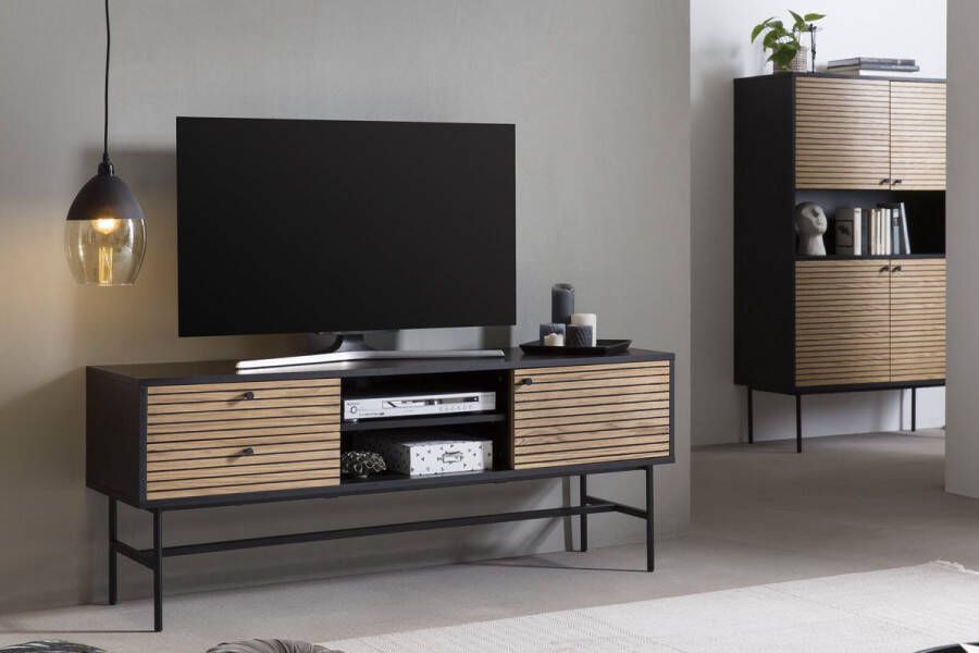 Merkloos Sans marque TV-meubel zwart eiken echt houtfineer