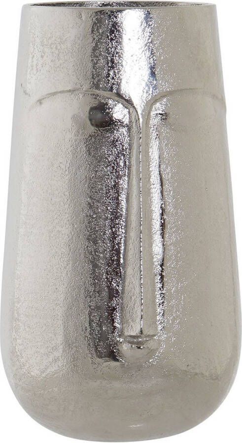 DKD Home Decor Bloemenvaas zilver van aluminium met gezicht 16 x 6 x 28 cm Stijlvolle bloemen of takken vaas voor binnen