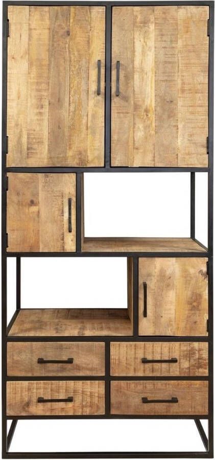 Merkloos Sans marque Vakkenkast Denver | Mangohout en staal | 90 cm