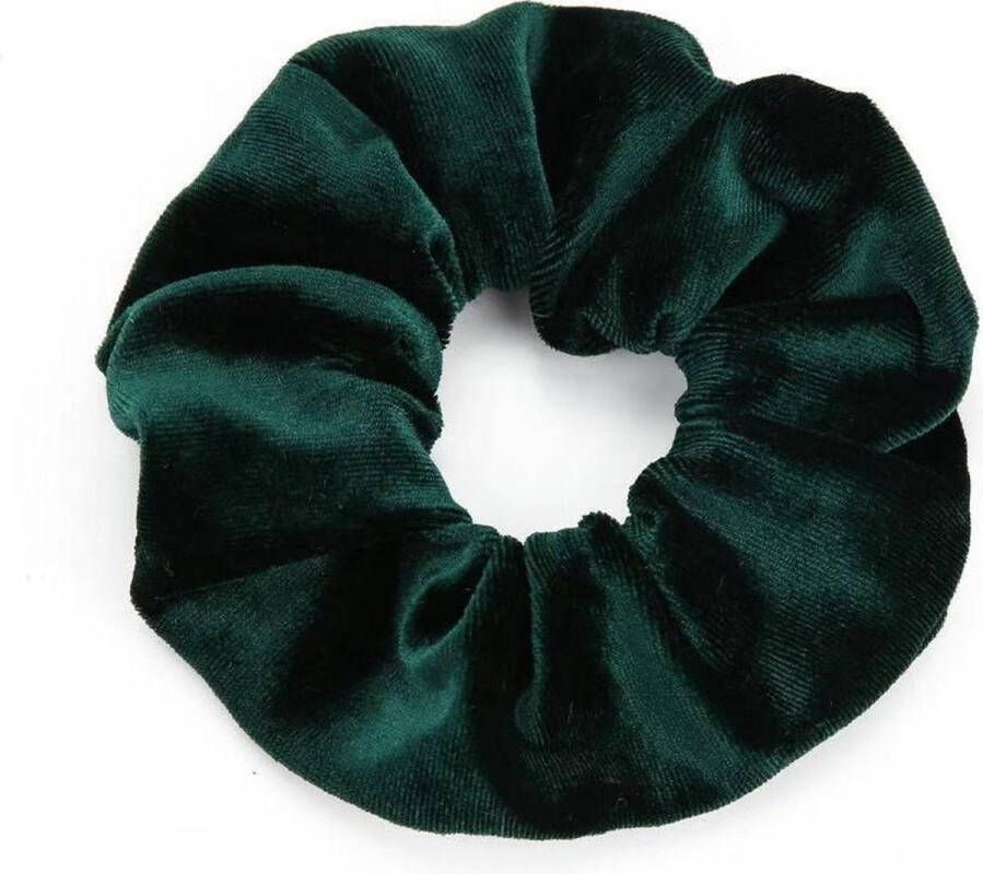 Merkloos Sans marque Velvet dark green scrunchie | donker groen